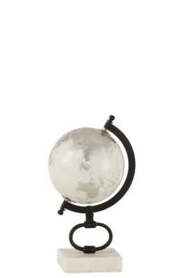 GLOBO EN PIE MARMOL HIERRO BLANCO/PLATA/NEGRO MEDIUM