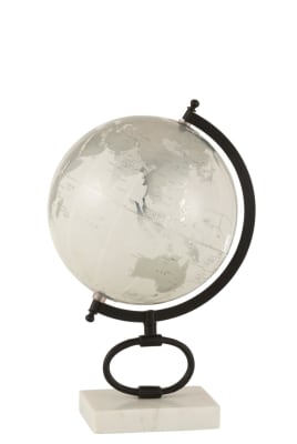 GLOBO EN PIE MARMOL HIERRO BLANCO/PLATA/NEGRO LARGE