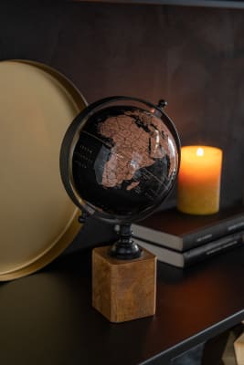 GLOBO EN PIE MADERA NEGRO/MARRON SMALL