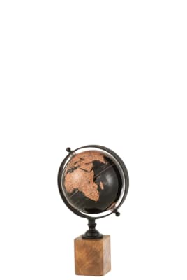GLOBO EN PIE MADERA NEGRO/MARRON SMALL