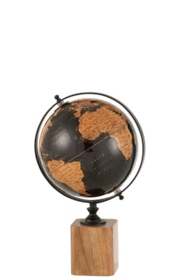 GLOBO EN PIE MADERA NEGRO/MARRON MEDIUM
