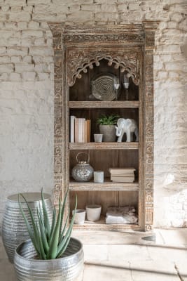 ESTANTE ALTO MARRUECOS MADERA DE MANGO BLANCO LAVADO