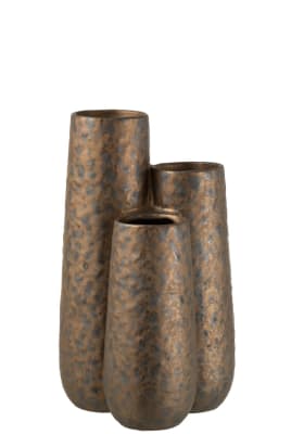 JARRON 3 PARTES MANCHAS REDONDO CERAMICA COBRE