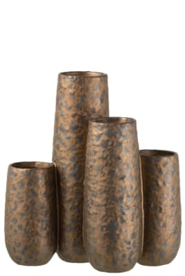 JARRON 4 PARTES MANCHAS REDONDO CERAMICA COBRE