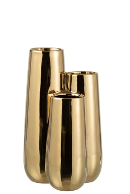 JARRON 3 PARTES MANCHAS REDONDO CERAMICA ORO