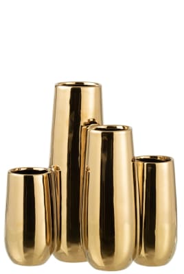 JARRON 4 PARTES MANCHAS REDONDO CERAMICA ORO