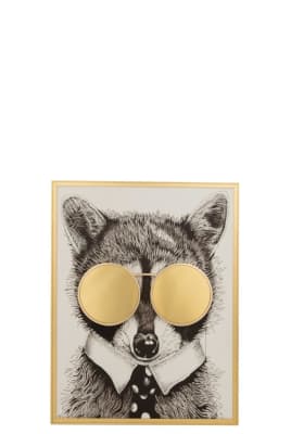 DECORACION MURAL ZORRO GAFAS POLIESTIRENO/LIENZO/ESPEJO ORO SMALL