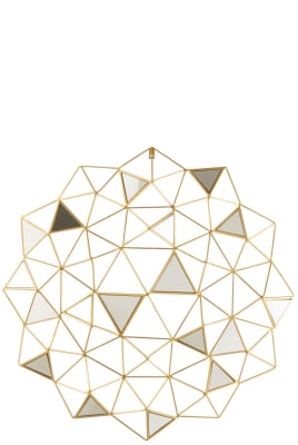 DECORACION MURAL ESPEJOS TRIANGULOS HIERRO ORO