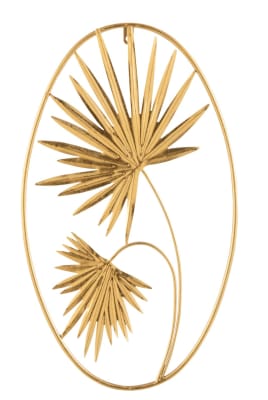 DECORACION MURAL OVAL HOJA HIERRO ORO