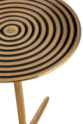 SET DE DOS MESAS AUXILIARES REDONDAS CIRCULOS ALUMINIO ORO/NEGRO