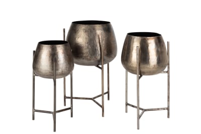 PORTA MACETA EN PIE HIERRO NIQUEL ANTIGUO LARGE