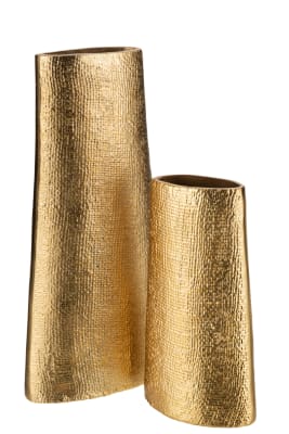 JARRÓN TEXTURA DE YUTE ALUMINIO ORO LARGE