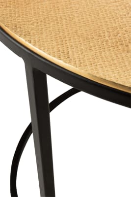 SET DE 3 MESAS AUXILIARES REDONDAS TEXTURA DE YUTE ALUMINIO ORO