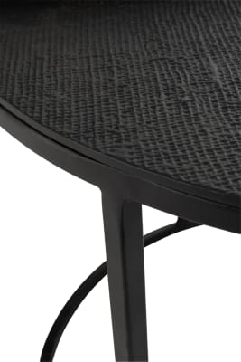 Set De 3 Mesas Auxiliares Redondas Textura De Yute Aluminio Negro