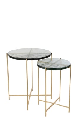 Set De 2 Mesa Auxiliares Obi Cristal/Metal