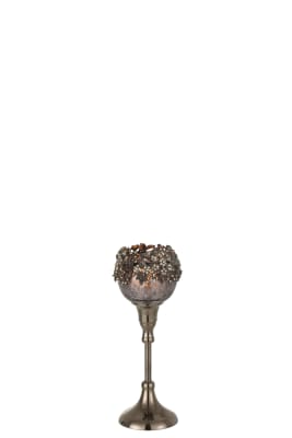 Portavela En Pie Goya Metal/Aluminio/Cristal Smokey Grey Small
