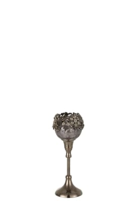 Portavela En Pie Goya Metal/Aluminio/Cristal Smokey Grey Small