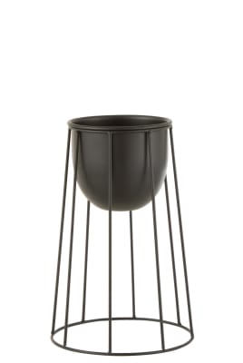 MACETA EN PIE LINEAS HIERRO NEGRO SMALL