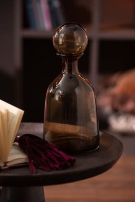 BOTELLA+TAPON LISO DECORATIVO BAJO CRISTAL MARRON SMALL