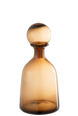 BOTELLA+TAPON LISO DECORATIVO BAJO CRISTAL MARRON SMALL