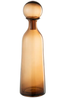 BOTELLA+TAPON LISO DECORATIVO ALTO CRISTAL MARRON LARGE