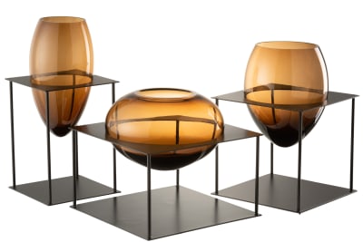 Jarrón Joyce Marrón/Negro Metal/Cristal Large