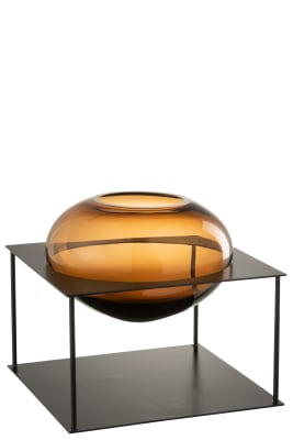 Jarrón Joyce Marrón/Negro Metal/Cristal Large