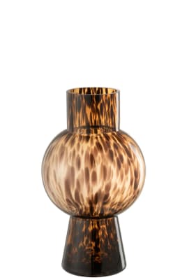 Jarrón Bola Manchas Marrón Cristal Medium