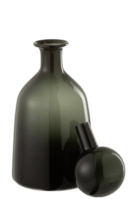 Botella+Tapon Liso Decorativo Bajo Cristal Negro Small