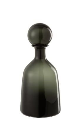 Botella+Tapon Liso Decorativo Bajo Cristal Negro Small