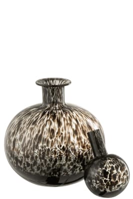 Botella+Tapón Manchas Decorativo Redondo Cristal Negro