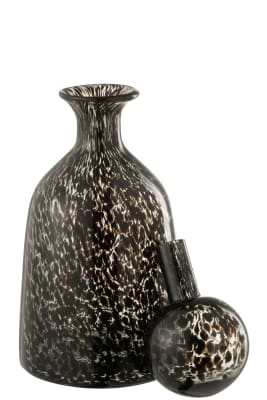 Botella+Tapón Manchas Decorativo Bajo Cristal Negro