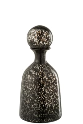 Botella+Tapón Manchas Decorativo Bajo Cristal Negro