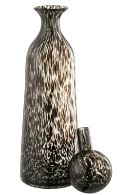 Botella+Tapón Manchas Decorativo Alto Cristal Negro
