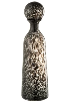 Botella+Tapón Manchas Decorativo Alto Cristal Negro