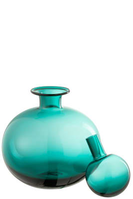Botella+Tapón Liso Decorativo Redondo Cristal Azul