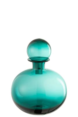 Botella+Tapón Liso Decorativo Redondo Cristal Azul
