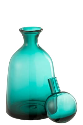 Botella+Tapón Liso Decorativo Alto Cristal Azul Small 