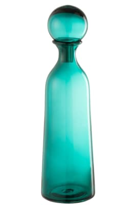 Botella+Tapón Liso Decorativo Alto Cristal Azul Large