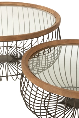 MESA DE SALON REDONDA METAL/CRISTAL NEGRO L