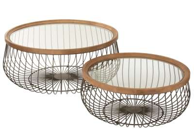 MESA DE SALON REDONDA METAL/CRISTAL NEGRO L