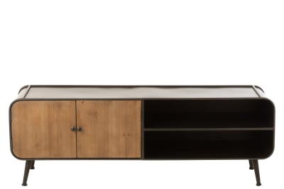 MUEBLE TV 1 CAJON METAL/MADERA NEGRO/NATURAL