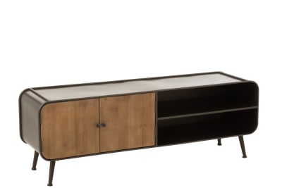 MUEBLE TV 1 CAJON METAL/MADERA NEGRO/NATURAL