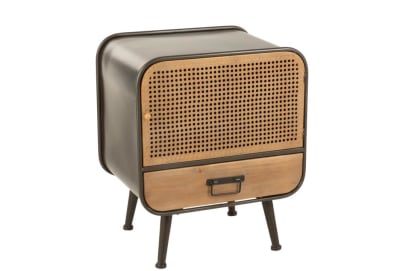 MESA AUXILIAR 1 CAJON METAL/MADERA NEGRO/NATURAL