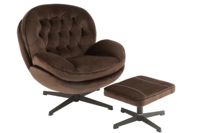 SILLON RELAX + REPOSAPIES METAL/TEXTIL MARRON OSCURO