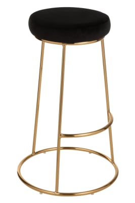 TABURETE ALTO DE BAR METAL ORO L, TEXTIL NEGRO