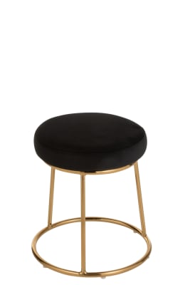 TABURETE BAJO METAL ORO, TEXTIL NEGRO