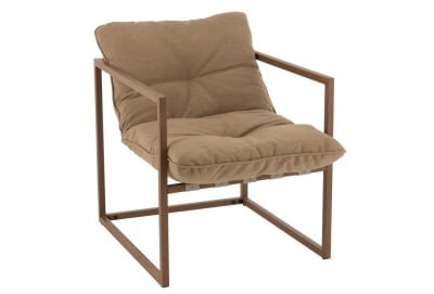 Chair 1-Person Metal/Textile Beige/Dark Brown