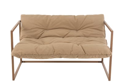 Chair 2-Person Metal/Textile Beige/Dark Brown 