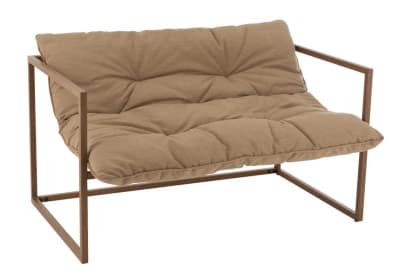 Chair 2-Person Metal/Textile Beige/Dark Brown 